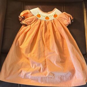 Sugar Plum Smocks Orange Smocked Dress
